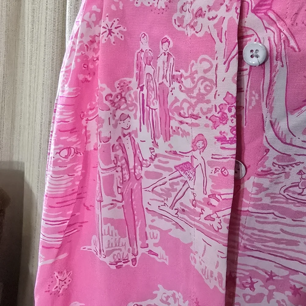 Lilly Pulitzer silk Palm Springs beach nudes swimmers story print dress - Picture 8 of 16